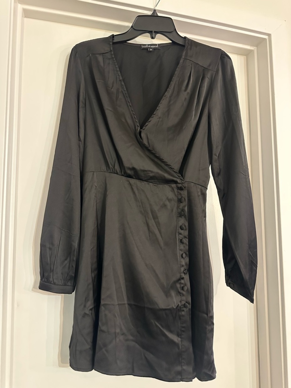 Wishlist Apparel Black Long-Sleeve Wrap Mini Dress